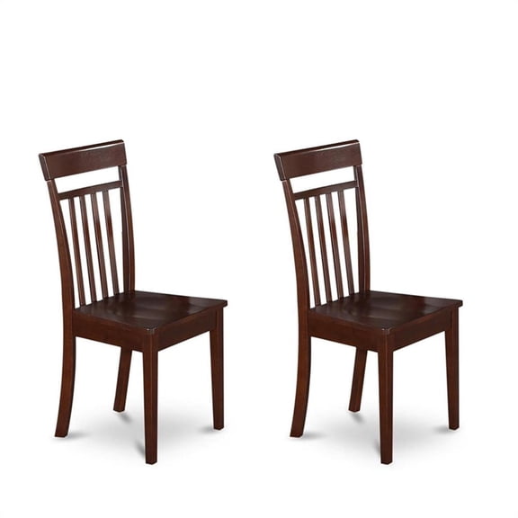Pemberly Row 11" Flat-Back Mahogany Wood Dining Chairs (Set of 2)