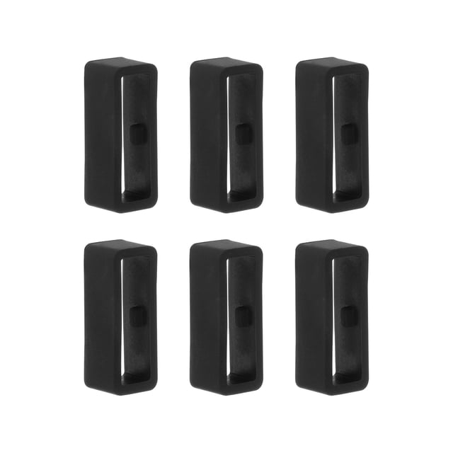 6uds Reloj Correa Lazo Cierre Anillos 16mm Caucho Reloj Soporte Guardián Silicona para Reloj Correa, Negro
