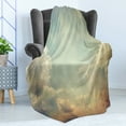 thumbnail image 4 of Vintage Soft Flannel Fleece Throw Blanket, Sky Looks Like Dream Space with Sun Rays Celestial Miracle Atmosphere Photo, Cozy Plush for Indoor and Outdoor Use, 50" x 60", Blue White, by Ambesonne, 4 of 5