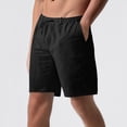 thumbnail image 2 of Men Casual Cargo Shorts Half Pants Elastic Waist Drawstring Straight Loose Fit Quick Dry Lightweight Breathable Summer Gym Workout Running Travel | AKLJWH,Black L, 2 of 7