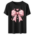 thumbnail image 4 of T Shirts for Women Ohufall Womens Tops Short Sleeve Bow Printed Valentines Shirts Summer Graphic Crewneck T-Shirts Basic Tees, 4 of 5