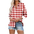 thumbnail image 2 of ZVAVZ Clearance Clothes Womens Plaid Shacket Jacket Hooded Color Block Jacket Long Sleeve Button Down Flannel Jackets Warm Coat Fall Plus Size Tops With Pockets Fall Coat, 2 of 6