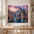 thumbnail image 5 of Bonsai Tree on Rocky Island in Teal Water with Waterfalls and Stone Steps, Dreamy Fantasy for Nature Lovers, Serene Wall Art, Housewarming Gift Tapestry Wall Hanging for Bedroom and Living Room, 5 of 7