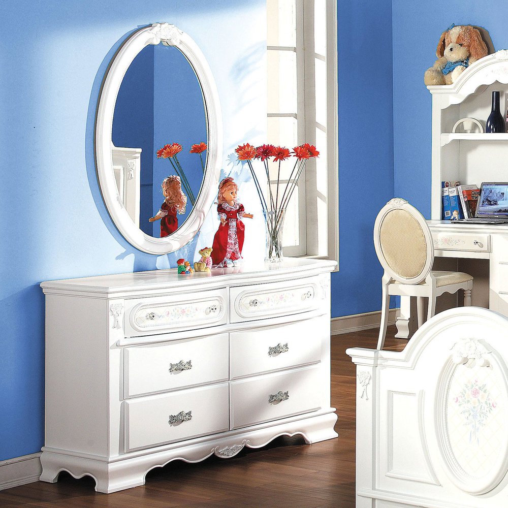 Acme Furniture Flora White Kids Dresser with Optional Mirror Walmart