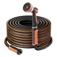 thumbnail image 2 of VEVOR Garden Hose, 200 ft 5/8" Heavy Duty Rubber Water Hose with 10 Mode Nozzle, 150PSI Working & 600PSI Burst, Flexible & Non-kink Outdoor Waterhose with 3/4" Fitting, Lightweight Hoses, 2 of 9