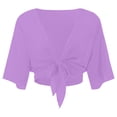 thumbnail image 5 of UJNDER Summer Womens Casual Short Sleeve Thin Chiffon Cardigan Elegant Shoulder Jacket Lightweight Cardigan for Women Purple XXL, 5 of 6