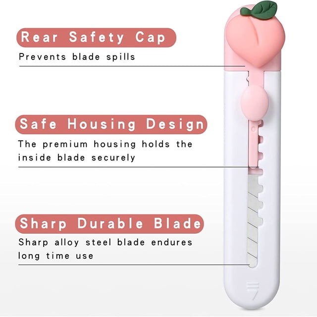HLONK 6Pcs Box Cutter Utility Knife Box Cutter Retractable Cute Box Cutters for Office Home Arts Crafts Cartons Cardboard Paper Multicolor