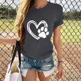 thumbnail image 1 of Pisexur T-shirt de la Saint-Valentin Haut Mode Femme Décontracté Col Rond Blouse Imprimée T-shirt à Manches Courtes Hauts d'Été, 1 of 5