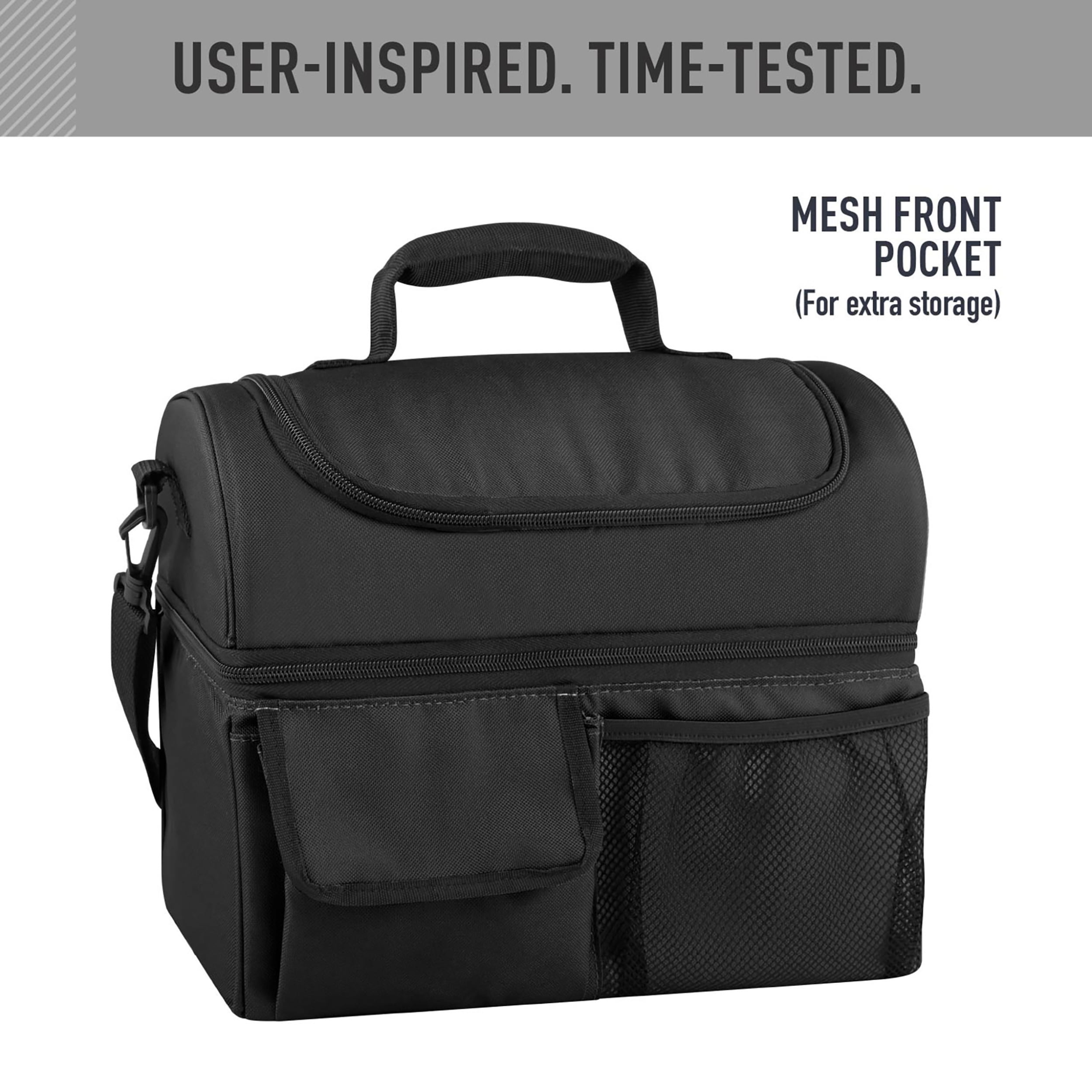Thermos Lunch Cooler, Black, Adult Soft-Sided Cooler for Portable Food Storage, Ideal for Work and Travel