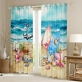 thumbnail image 2 of Ocean Theme 30%-50% Blackout Curtains Sea Animal Curtains Ocean Anchor Print Bedroom Curtains Hawaii Vacation Style Window Curtains Marine Life Decor Curtains,84"Wx63"L, 2 of 5