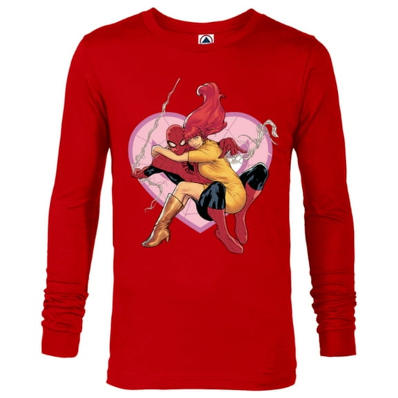 Marvel Spider-Man & Mary Jane Variant Cover Valentine's Day - Long Sleeve T-Shirt for Men – Customized-New Red