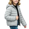 thumbnail image 3 of Jalioing Puffer Jacket for Kids Winter Lightweight Long Sleeve Zipper Up Thermal Coat Solid Color Hooded Puffy Outerwear, 3 of 7