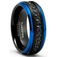 thumbnail image 1 of Men Tungsten Two-Tone Wedding Band Black Blue Eternity Ring CZ Comfort-Fit 8MM, 1 of 3