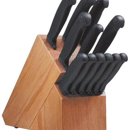 Cold Steel Kitchen Classic Block Set (13 Pcs) with Kraton Handle and Oak Block Multi-Colored
