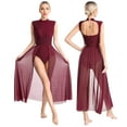 thumbnail image 7 of HULIJA Womens Lyrical Dance Dress Mock Neck Open Back Sleeveless Gymnastics Leotard Dresses Burgundy L, 7 of 7