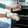 thumbnail image 2 of Pioneer Flower Kitchen Oven Mitt and Pot Holder Sets 2 Pcs for Baking, Cooking and Grilling, Heat Resistant Up To 392 °F, 2 of 7