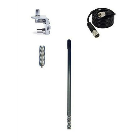 cb radio supply single 4' foot 1000 watt cb radio antenna kit w/ mirror mount, 9ft rg58 coax,spring (black) ...