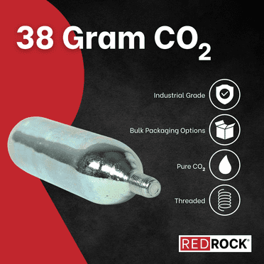 Redrock 38g CO2 Cartridge – Threaded, 3/8" Neck Diameter | Industrial Grade