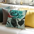 thumbnail image 3 of SHANXI Teal Blue Turquoise Ombre Rose Accent Pillow Cases for Boys Girls Adult,Grunge Watercolor Throw Pillow Covers,Vintage Contemporary Artwork Cushion Cases Bedroom Decor 12x12in, 3 of 5