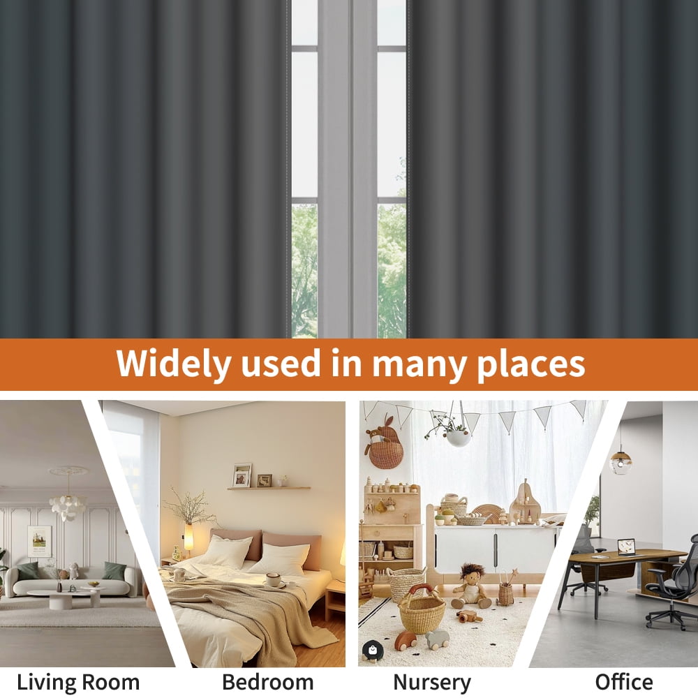 Lfeey Blackout Curtains, Thermal Insulated Privacy Drapes for Living Room Window, Black Gray, 52x63 inch, 2 Panels
