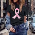 thumbnail image 2 of Women's Casual Round Neck Short Sleeve T-Shirt Featuring Cancer Awareness Ribbon Print for Everyday Comfort and Support, 2 of 5