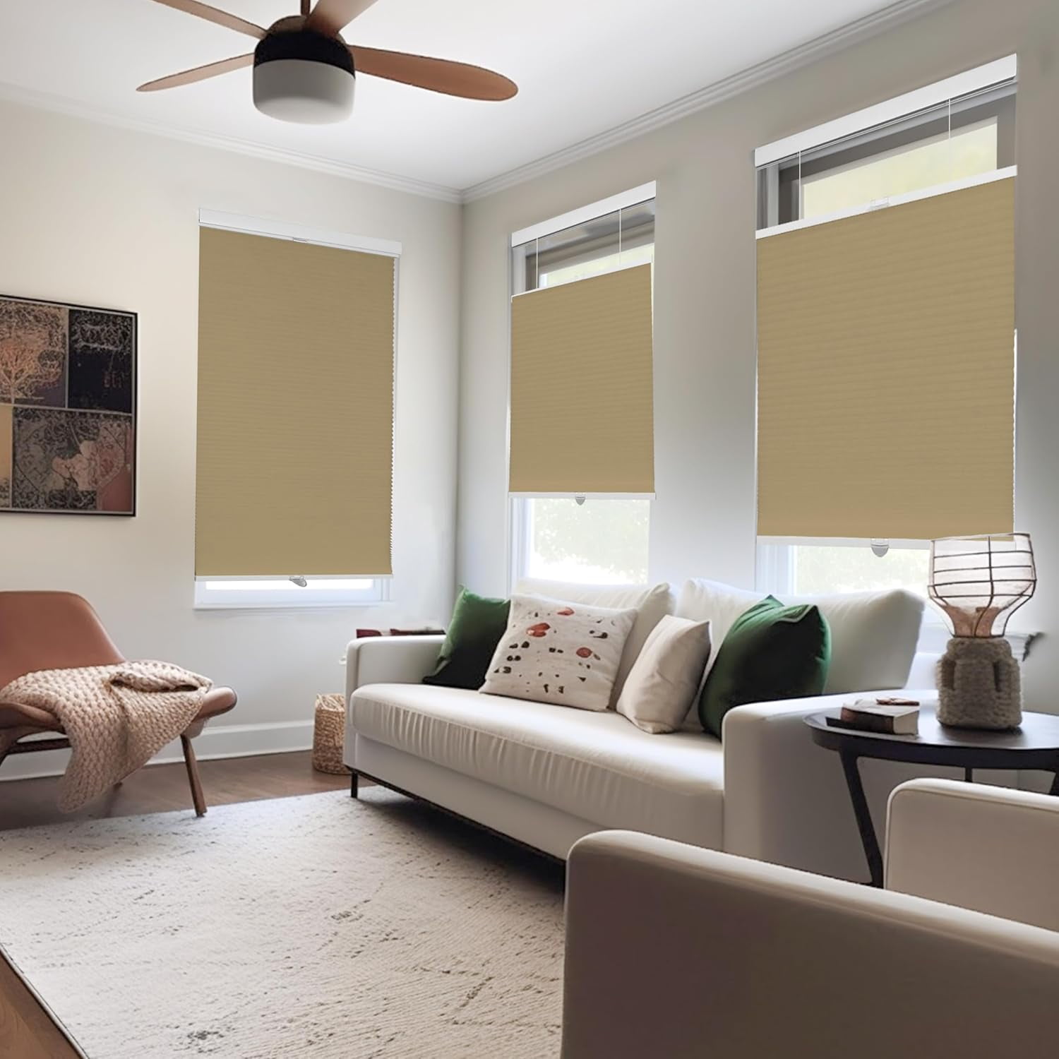 Chicology Sand Light Filtering Cordless Top Down Bottom Up Cellular Shades 59 in. W x 72 in. L