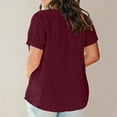 thumbnail image 6 of Mceream Womens Linen Shirt Short Sleeve Casual V Neck Tshirts with Pocket Summer Tunic Blouse Beach Vacation Clothes Vacation Clothes Basic Solid Tees Blusas De Verano Para Mujer Red XL, 6 of 7