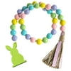 Lilgiuy Easter Wood Bead Garland With Tassels And DIY Tag Home Beads Vintage Kids