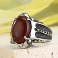 thumbnail image 2 of PAURO Unisex's Stainless Steel Simple Classic Elegant Novel Personalized Retro Gem Ring Red Size 11, 2 of 4
