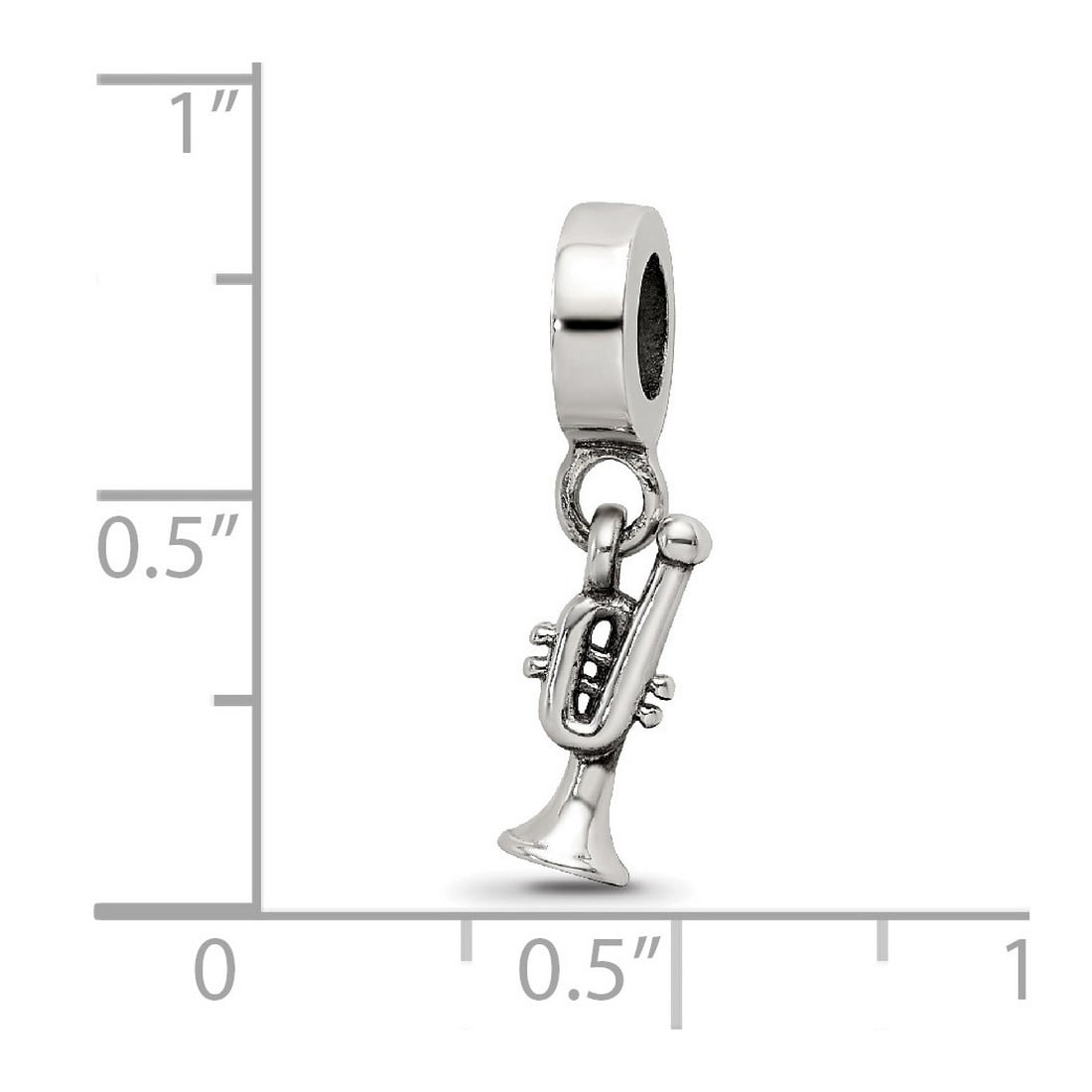 925 Sterling Silver Polished Oxidized Reflections Trumpet Dangle Bead Charm 20x6.36mm Wide Pendant Necklace for Women