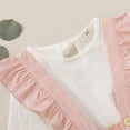 thumbnail image 3 of Sinhoon Toddler Kids Baby Girl Clothes Linen Suspender Skirt Set Long Sleeve Shirts Ruffle Dress Outfits, 3 of 7