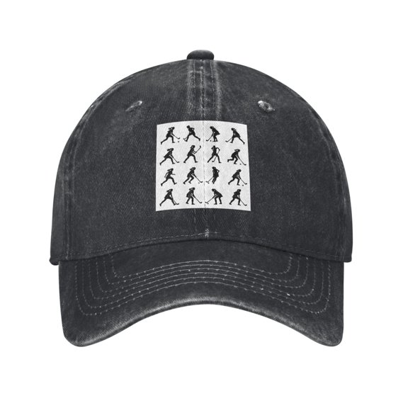 Men Women Baseball Cap Golf Dad Hat Field Hockey Vintage Washed Ball Cap Black