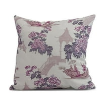 Simply Daisy, 16" x 16" China Old , Floral Print Outdoor Pillow, Purple