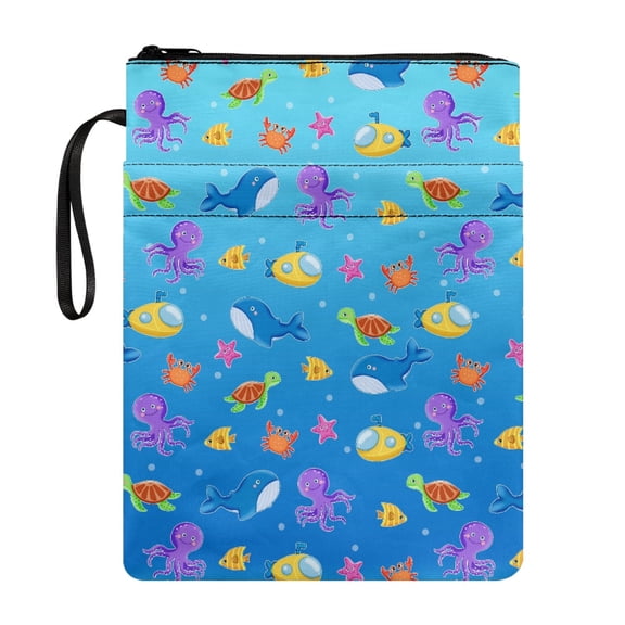 HELLHERO Ocean Friends Play 1 pc Books Sleeve with Zipper Gift Bag Book Cover Carrying Case with Decorative Design for Reading Lovers Easy Carry Book Case