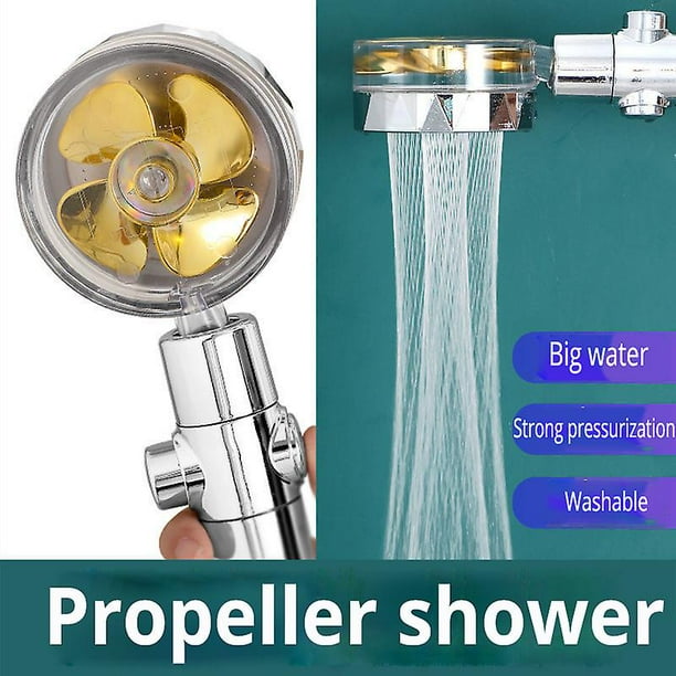 Rainfall Turbo Fan Shower Head 360 Rotating High Pressure Water Saving