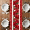 thumbnail image 6 of Red Roses Table Runner - 60 Inch Long, Kitchen Dining Table Runner Dresser Scarves, Valentine's Day Romantic Flowers Green Leaf Stripes Farmhouse Decor for Coffee Tables Wedding Party Banquet, 6 of 8