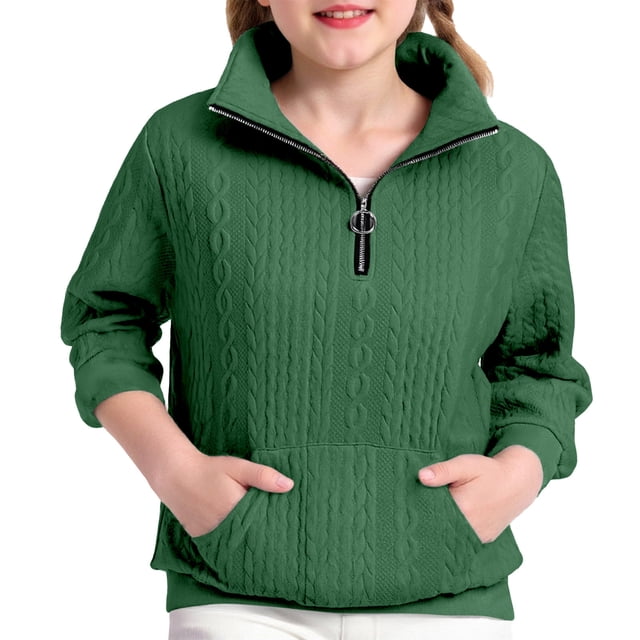 Chandail à Capuche Jacquard Floral pour Filles, Veste Décontractée à Fermeture Éclair pour Adolescentes