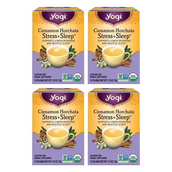 Yogi Tea, Cinnamon Horchata Stress   Sleep, Herbal Tea, Wellness Tea Bags, 4 Boxes of 16