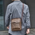 thumbnail image 2 of Bxaolu Men's Leather Crossbody Sling&nbsp;Shoulder Bag - Vintage&nbsp;Side Crossover Man Purse, Messenger Satchel Travel Handbag, Coffee, 2 of 7