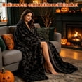 thumbnail image 5 of Halloween Faux Fur Throw with Halloween Embroidery, Cozy Warm Decorative Blanket for Sofa Couch Bed, Soft Plush Fall Home Decor Accent, Spooky Seasonal Gift, 5 of 8