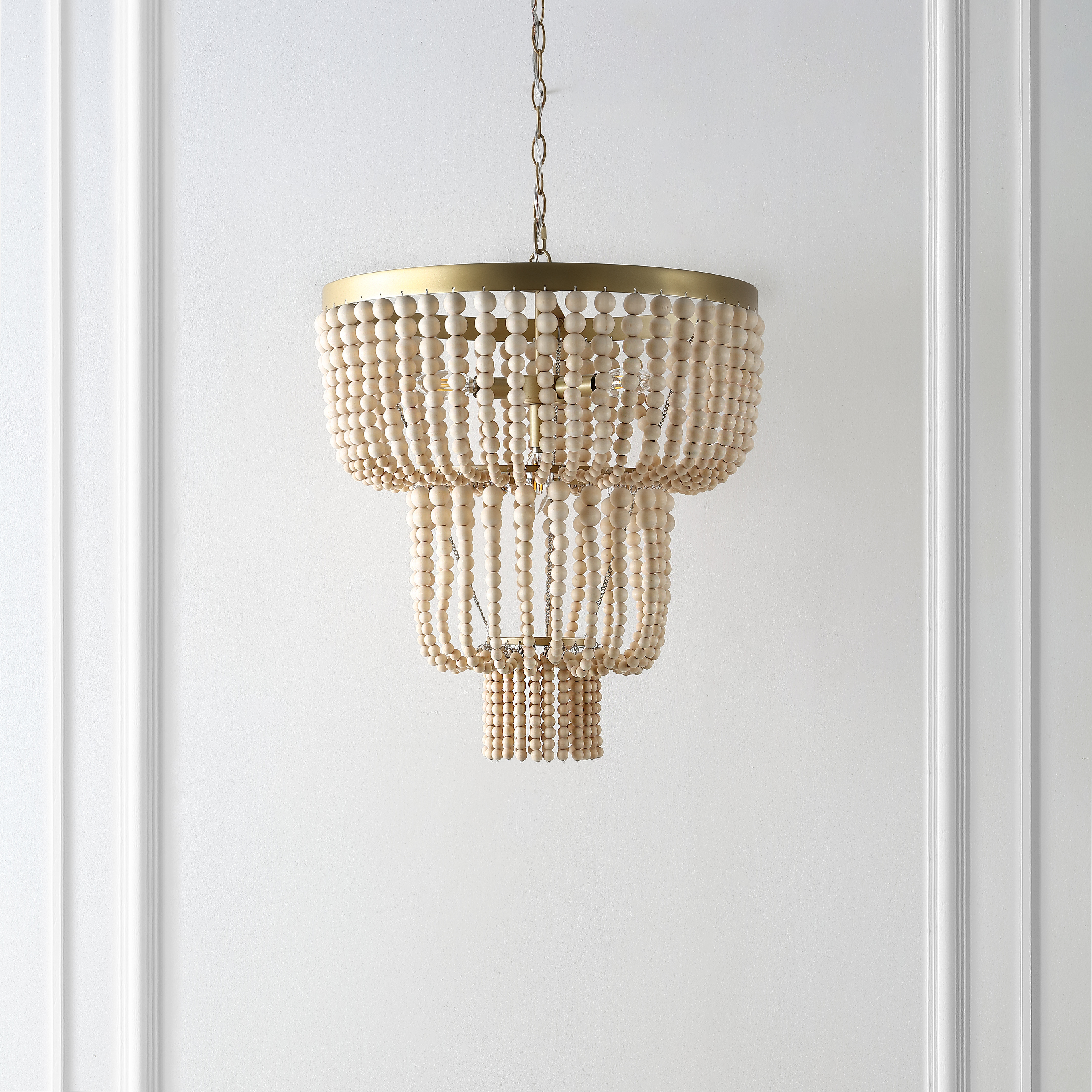Safavieh Aleynne 4-Light 20.75" Glam Iron Chandelier, Gold/Natural