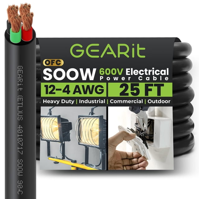 Cable de Alimentación GEARit 12 AWG 4 Conductores 7.5 m SOOW 600V