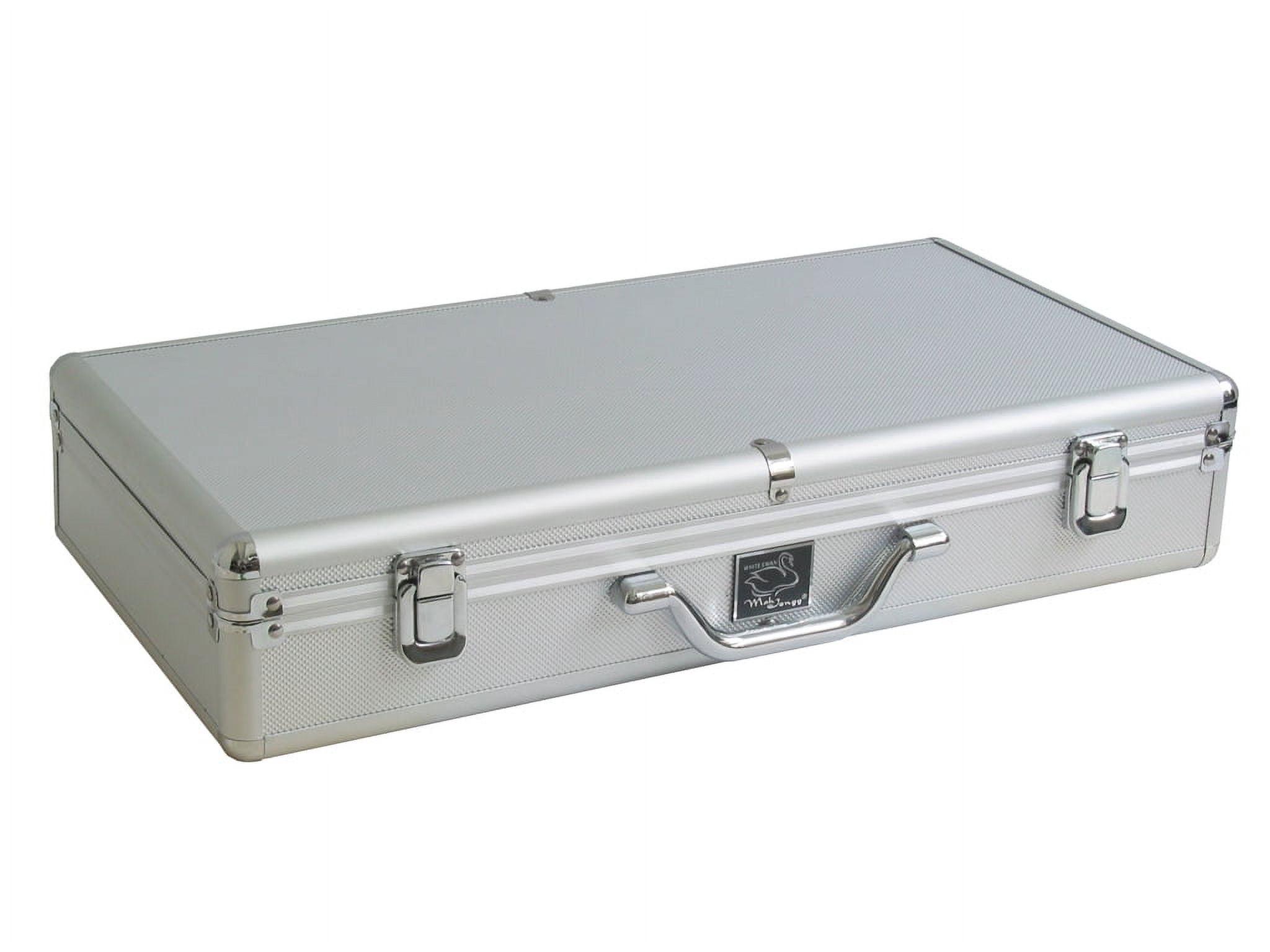 White Swan Mah Jongg (TM) - Ivory Tiles - Pusher Arms - Aluminum Case - Silver