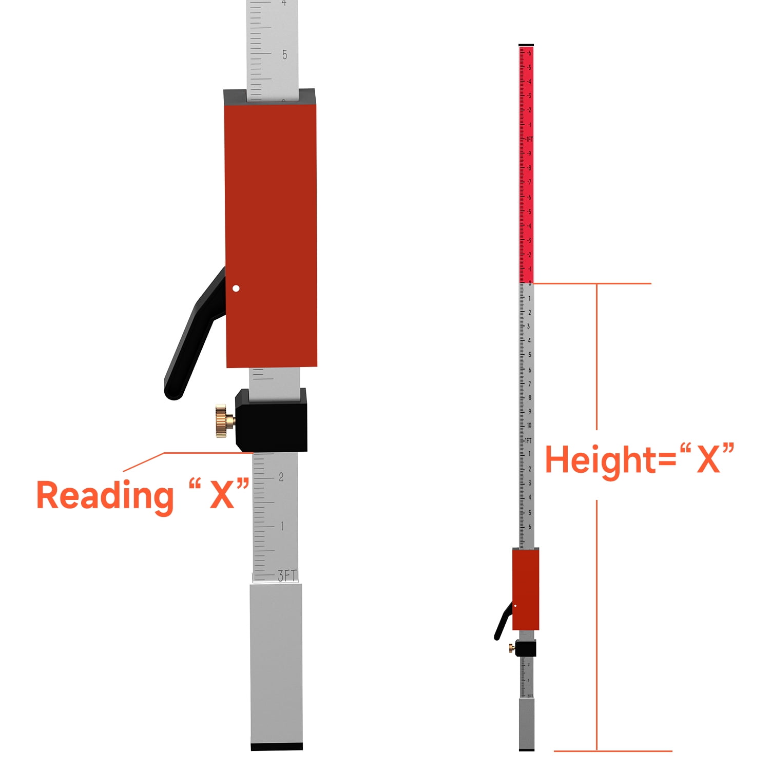 Grade Rod for Laser Level, with Quick-Release Slider for Laser Receiver, 7.9ft/2.4m Adjustable Aluminum Laser Level Stick, DP2400