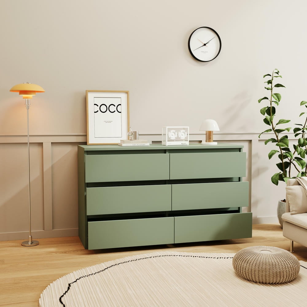 Kadyn 6 Drawer Bedroom Dresser, Chest of Drawers for Bedroom,Dressers with Handleless Design, Green Kadyn 6 Drawer Bedroom Dresser, Chest of Drawers for Bedroom,Dressers with Handleless Design, Green