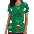 thumbnail image 2 of LSLJS Hauts à Manches Courtes à Col en V pour Femmes, Blouse à Poche Imprimée d'Uniforme de Travail, Hauts de Sarrau de Noël, 2 of 5