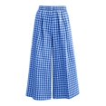 thumbnail image 4 of Women's Plaid Wide Leg Capri Pants High Waisted Elastic Waist Casual Cropped Pants with Pockets, 4 of 6