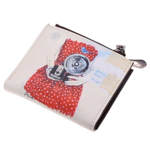Cartera de mujer bolso de la moneda del embrague de la historieta del monedero del cuero de la pu de las muchachas de las mujeres cámara bifold de la cartera Cámara Magideal Cartera de mujer