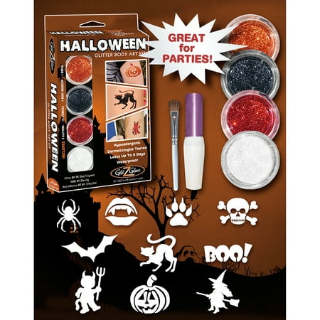 GlitZGlam Halloween Glitter Tattoo Kit (Best Glitter Tattoo Starter Kit)