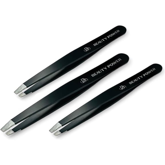Professional Ultra Precision Slant Eyebrow Tweezers - Set of 3
